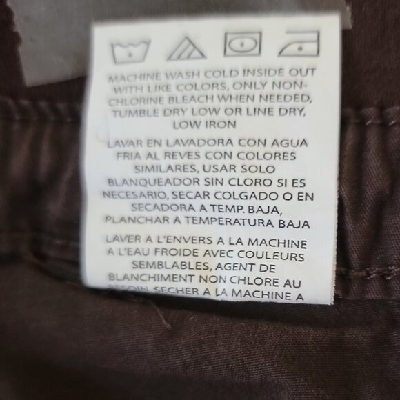 Lee Easy Fit Capris Pedal Pusher Pants Ruch Sides With Tie Brown Size M 8 - Picture 10 of 15